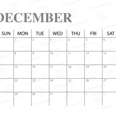 December 2025 Calendar Printable