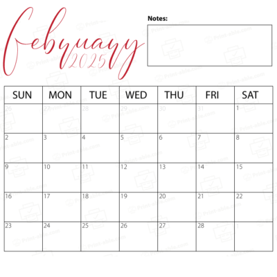 February 2025 Calendar Printable