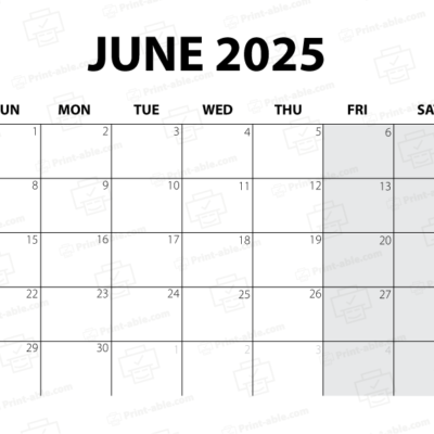June 2025 Calendar Printable