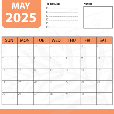 May 2025 Calendar Printable