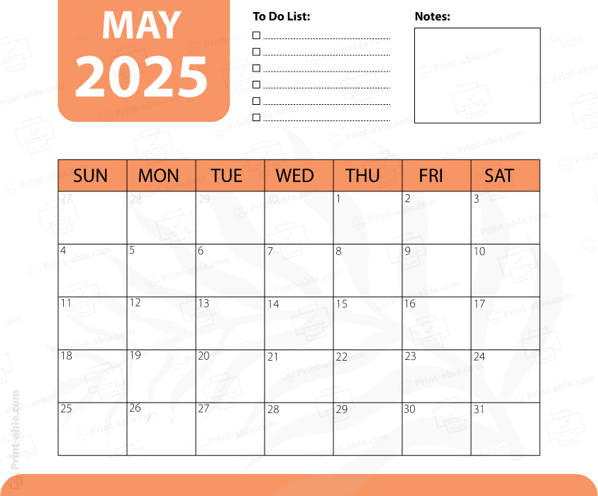May 2025 Calendar Printable