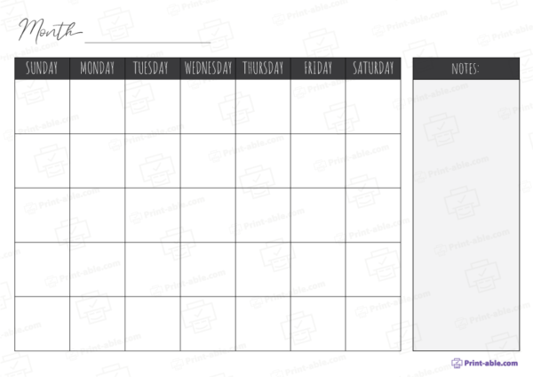 Monthly calendar printable free download