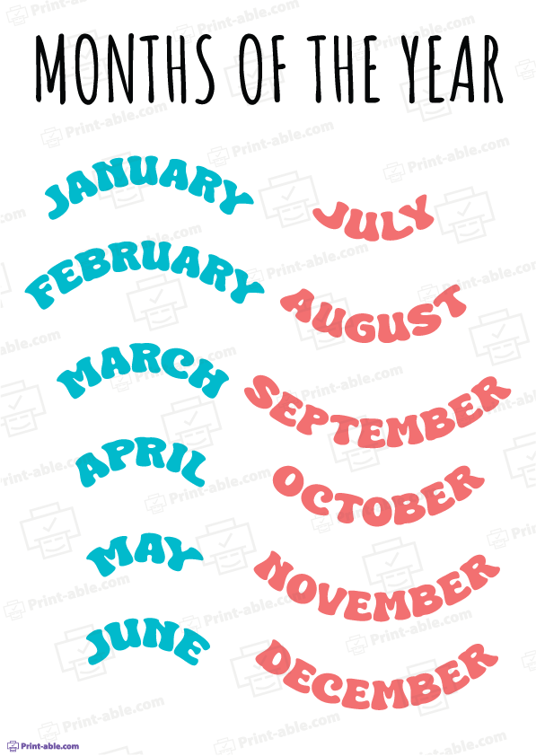 Months of The Year Printable