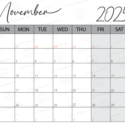 November 2025 Calendar Printable