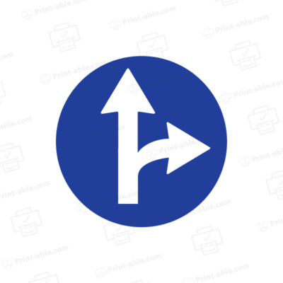 Straight or Turn Right Sign Printable