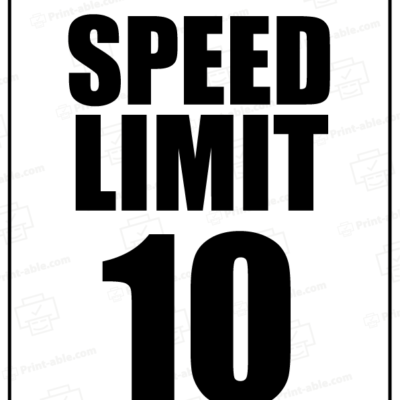 Speed Limit 10 Sign Printable