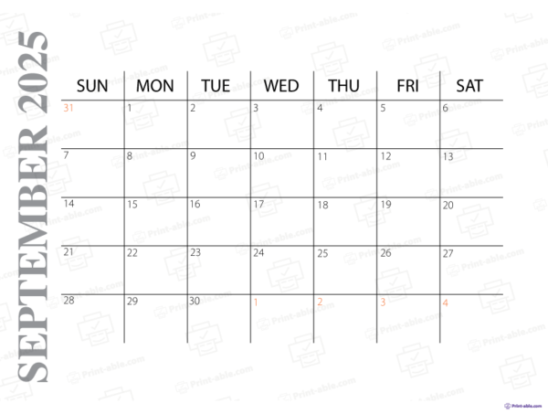 September 2025 Calendar Printable