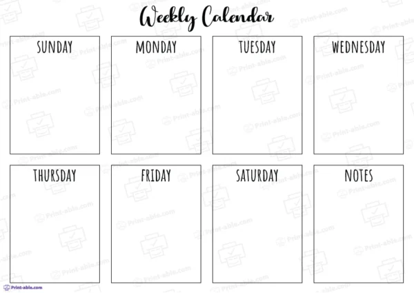 Weekly calendar printable