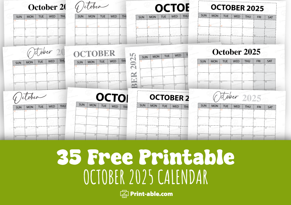 October 2025 Calendar Free Download