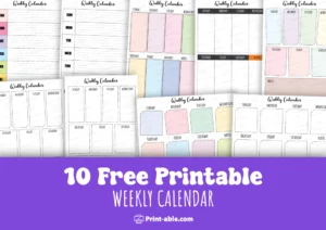 Weekly calendar printable free download