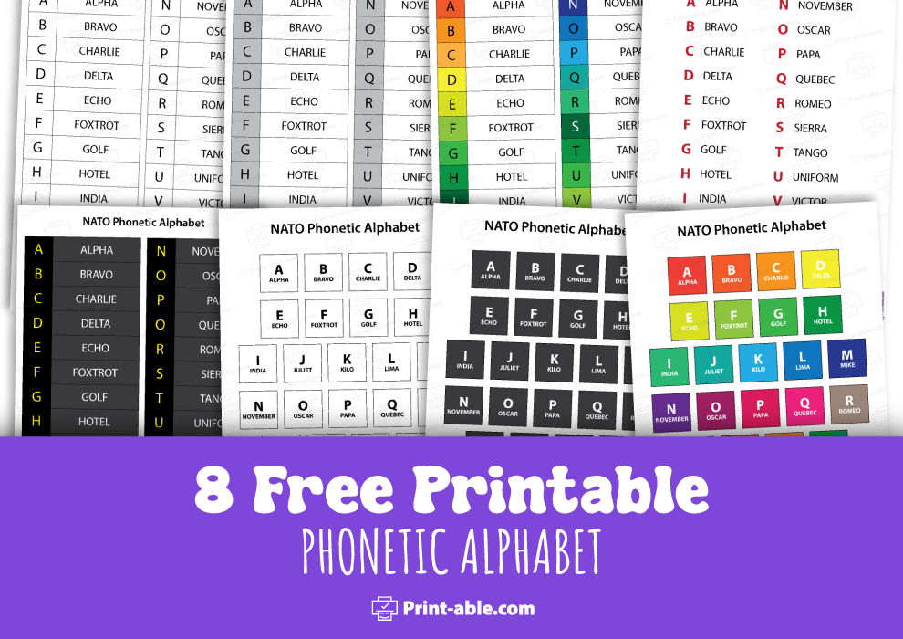 nato phonetic alphabet printable