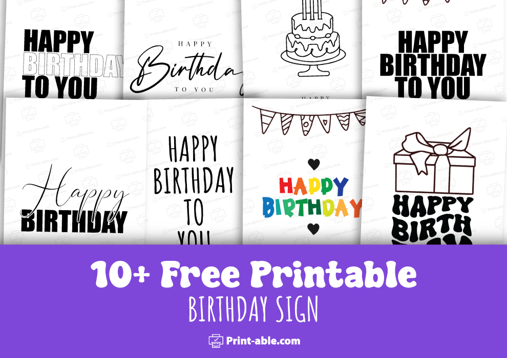 Birthday sign printable free download