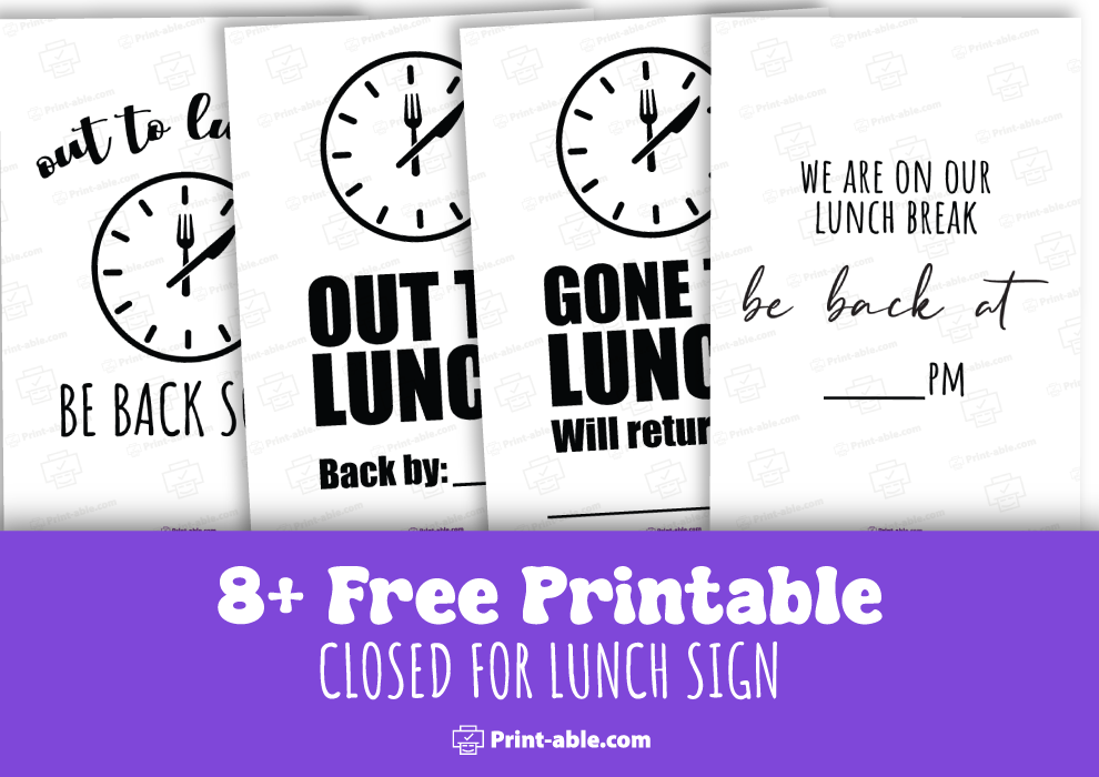 Closed for lunch sign printable free download