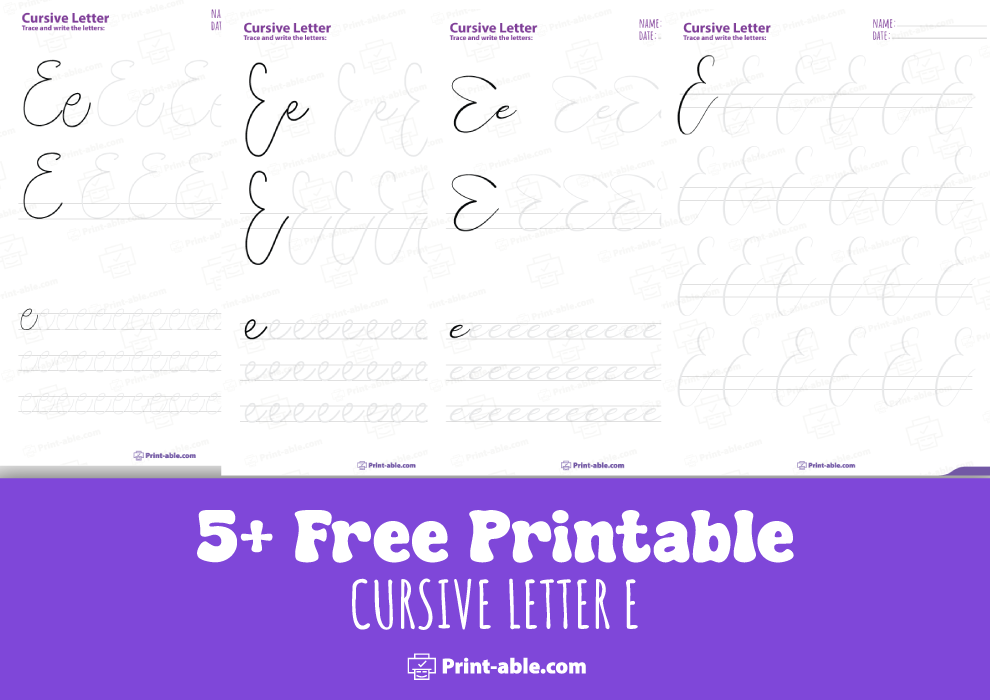 Cursive letter e printable free download