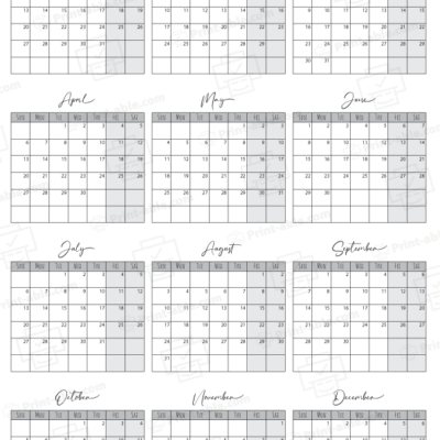 2036 Calendar printable free download