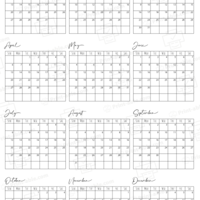 2036 Calendar printable free download