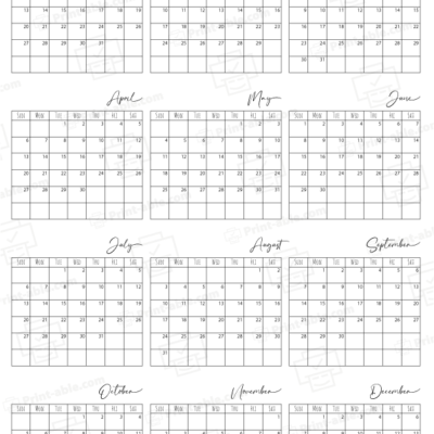 2036 Calendar printable free download