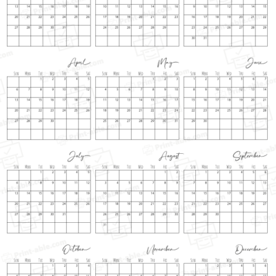 2036 Calendar printable free download