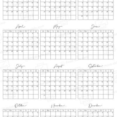 2036 Calendar printable free download