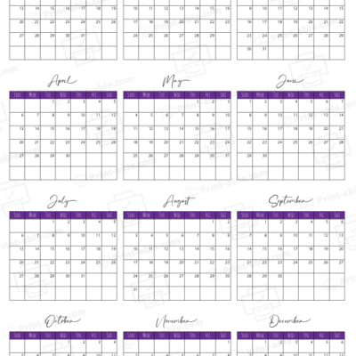 2036 Calendar printable free download