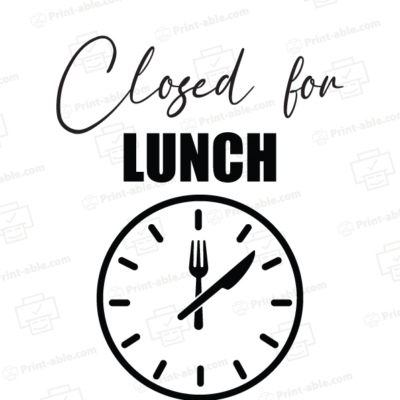 Closed for lunch sign printable free download