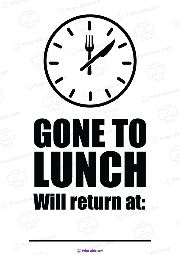 Closed For Lunch Sign Free Download
