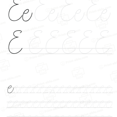 Cursive letter e printable free download