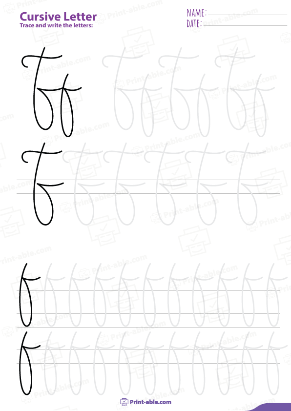 Cursive Letter F Worksheets Printable