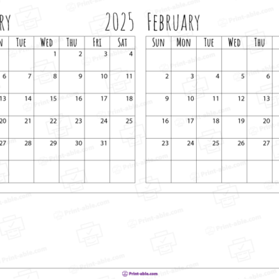 january and february 2025 calendar free download