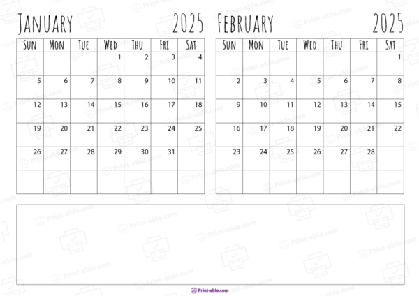 january and february 2025 calendar free download