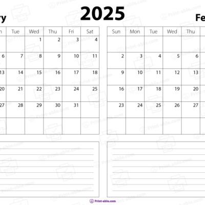 january and february 2025 calendar free download