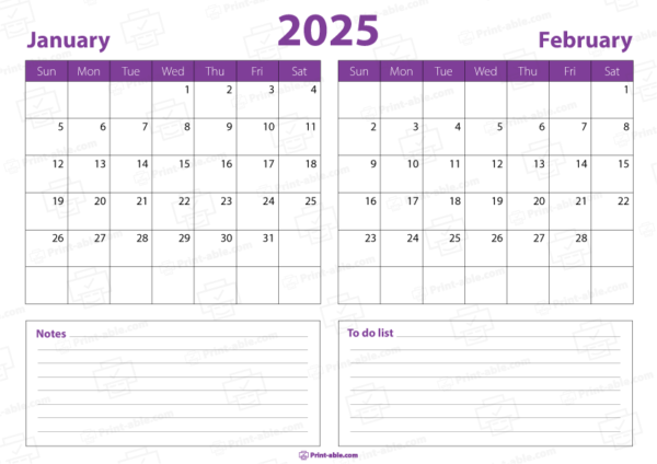 january and february 2025 calendar free download