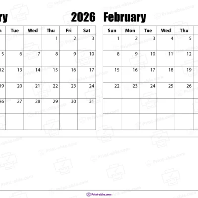 january and february 2026 calendar free download