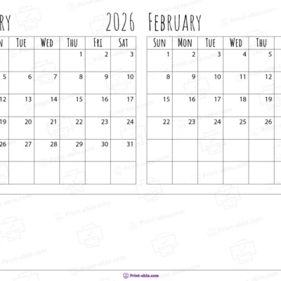 january and february 2026 calendar free download