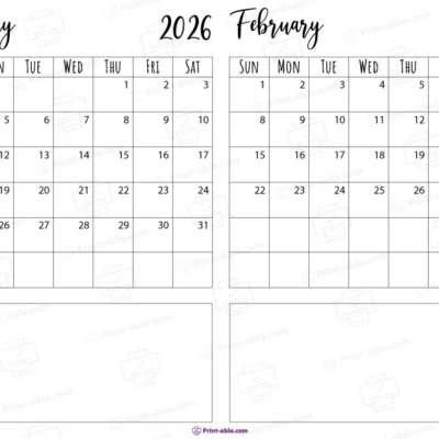 january and february 2026 calendar free download