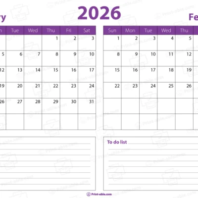 january and february 2026 calendar free download