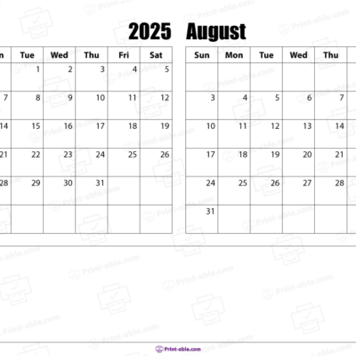 July and august 2025 calendar free download