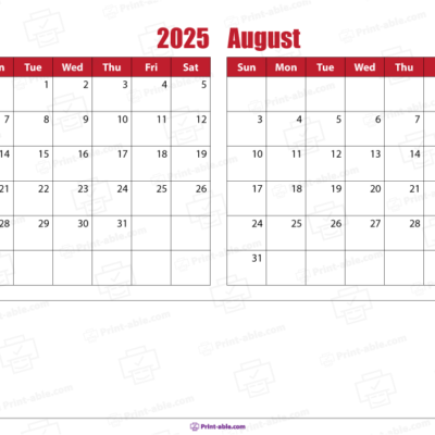 July and august 2025 calendar free download