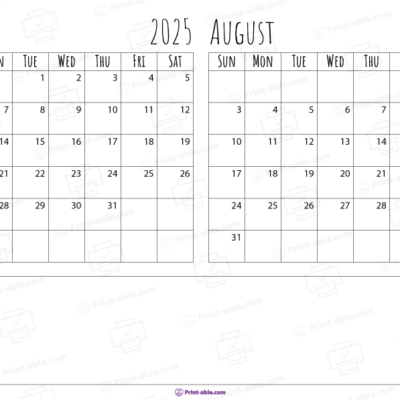 July and august 2025 calendar free download