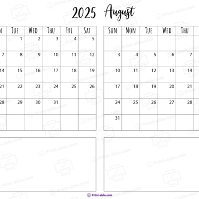 July and august 2025 calendar free download