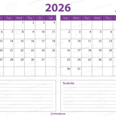 July and august 2026 calendar free download