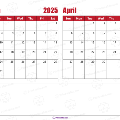 march and april 2025 calendar free download