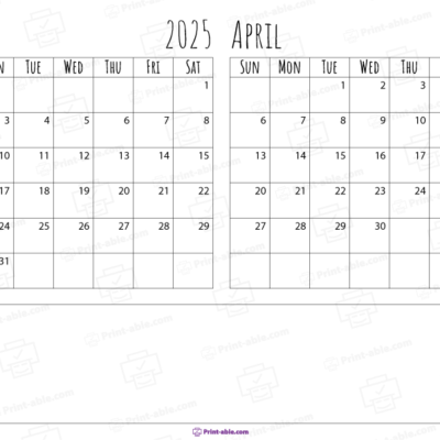 march and april 2025 calendar free download