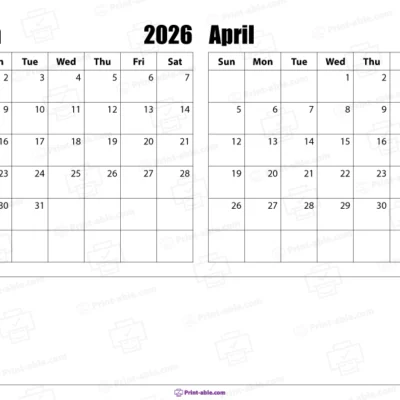 march and april 2026 calendar printable free download