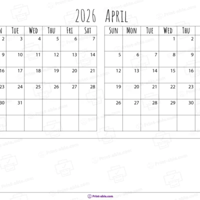 march and april 2026 calendar printable free download