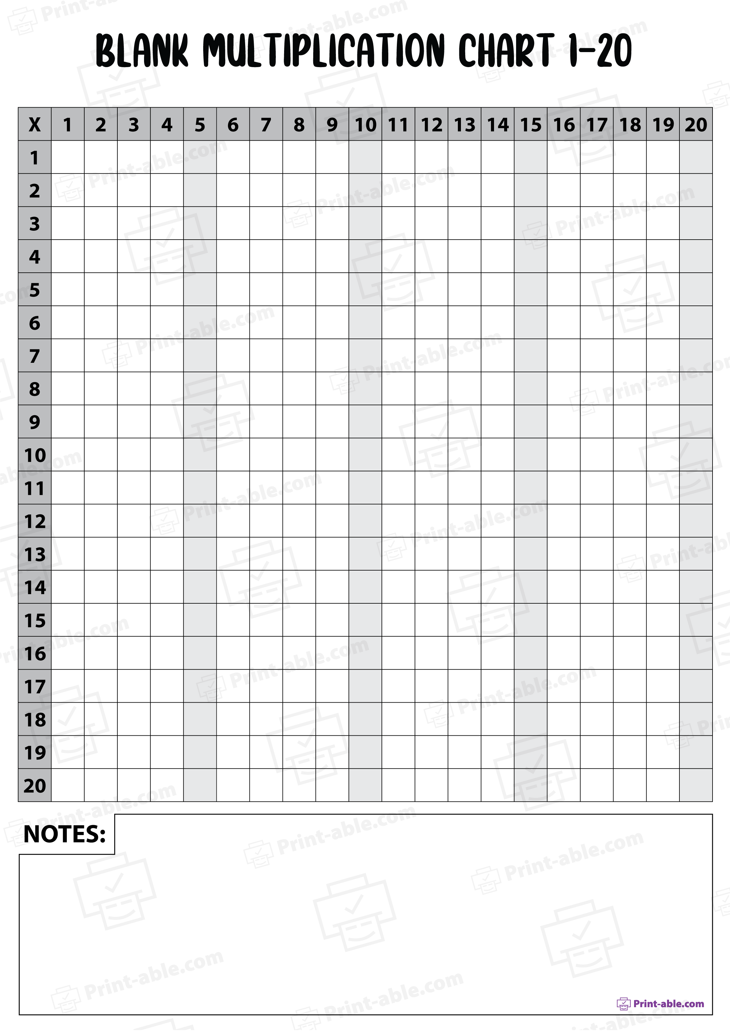 Multiplication Chart 1-120 Free Download