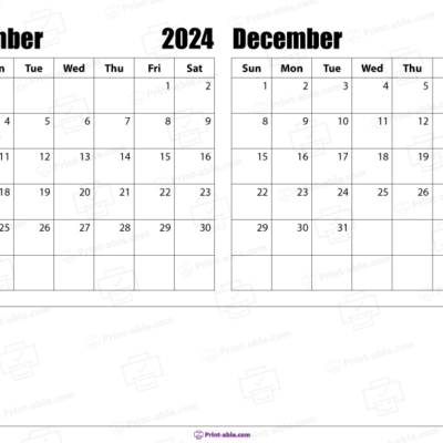 november and december 2024 calendar free download