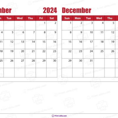 november and december 2024 calendar free download