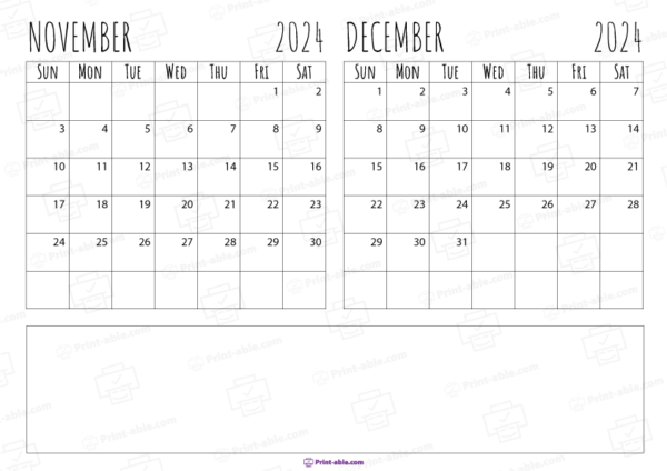 november and december 2024 calendar free download