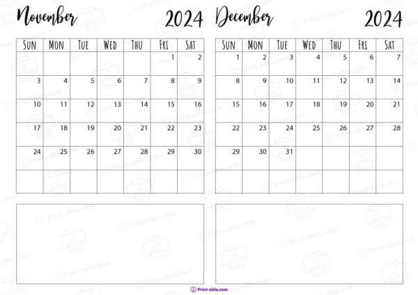 november and december 2024 calendar free download